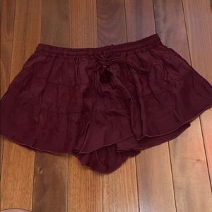 Blush Burgundy Polyester Shorts; Size S